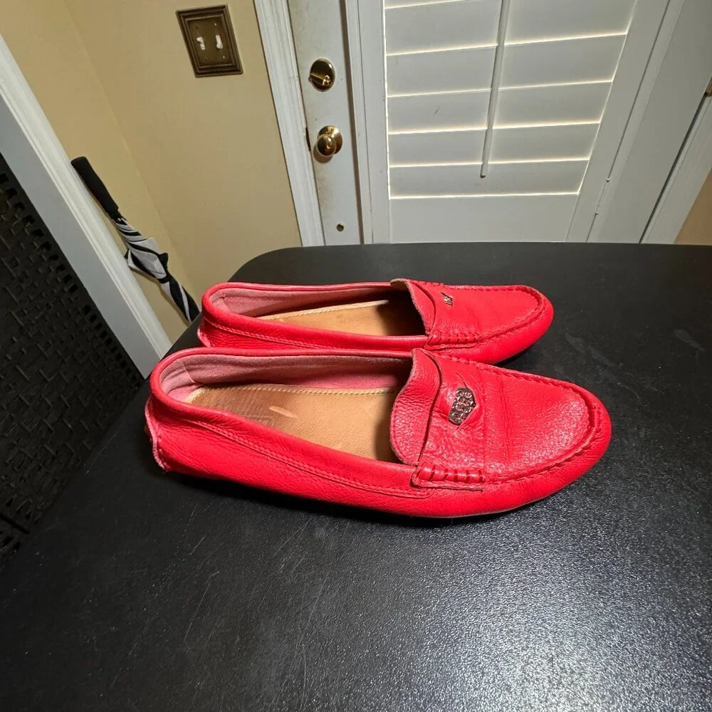 Coach size 7.5 red driving slip on loafers